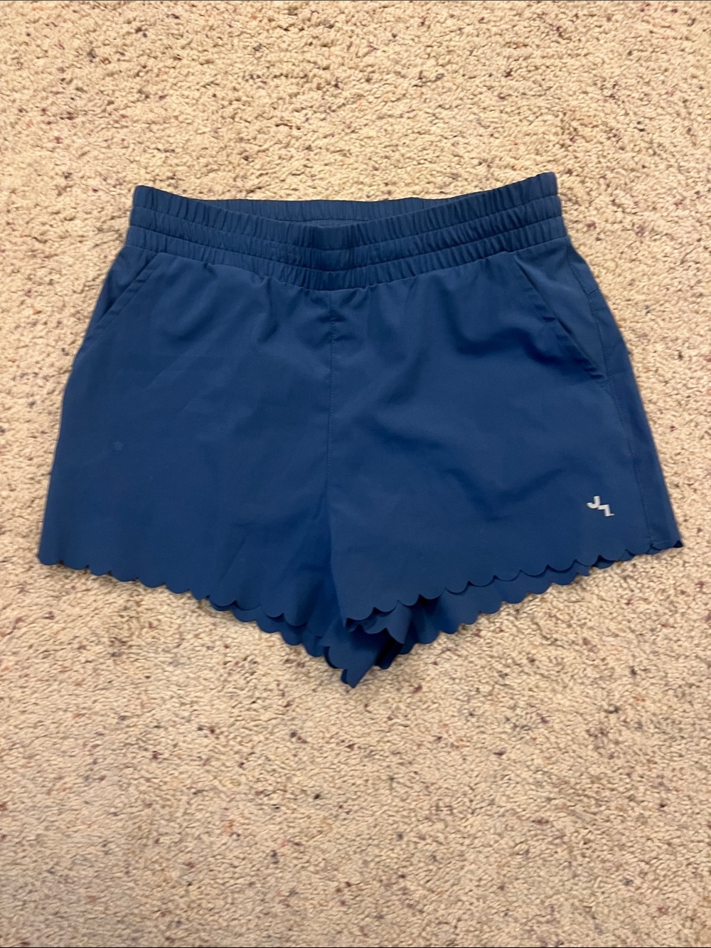 JoyLab Navy Scalloped-Hem Athletic Shorts